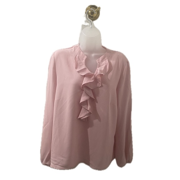 Nine West Tops - Nine West Flowy Ruffle Pink Lily blouse top - Large